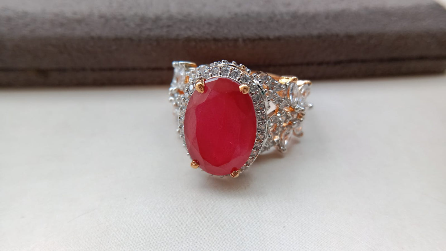 Premium Multi-Stone Designer Statement Oval Ring