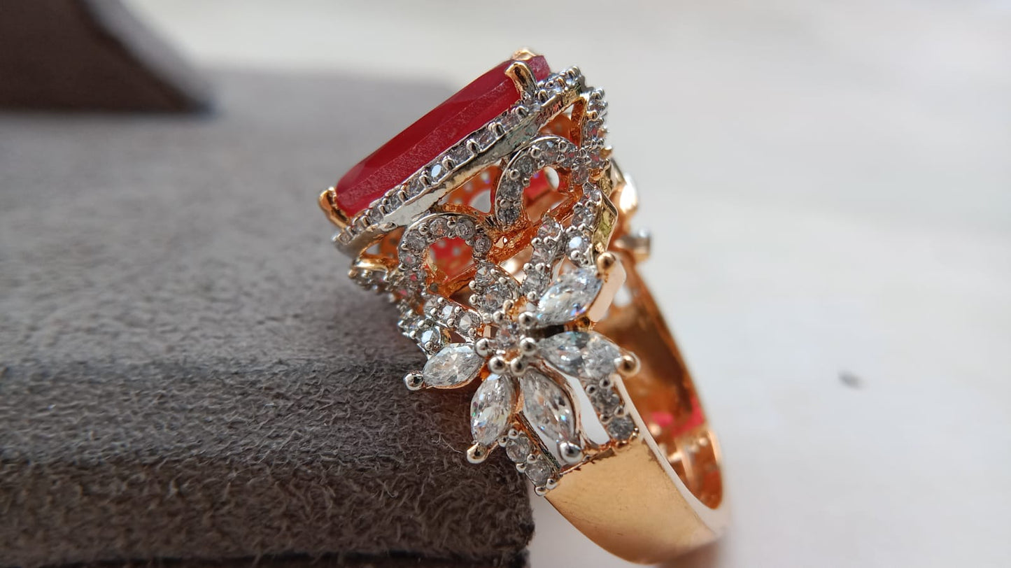 Premium Multi-Stone Designer Statement Oval Ring