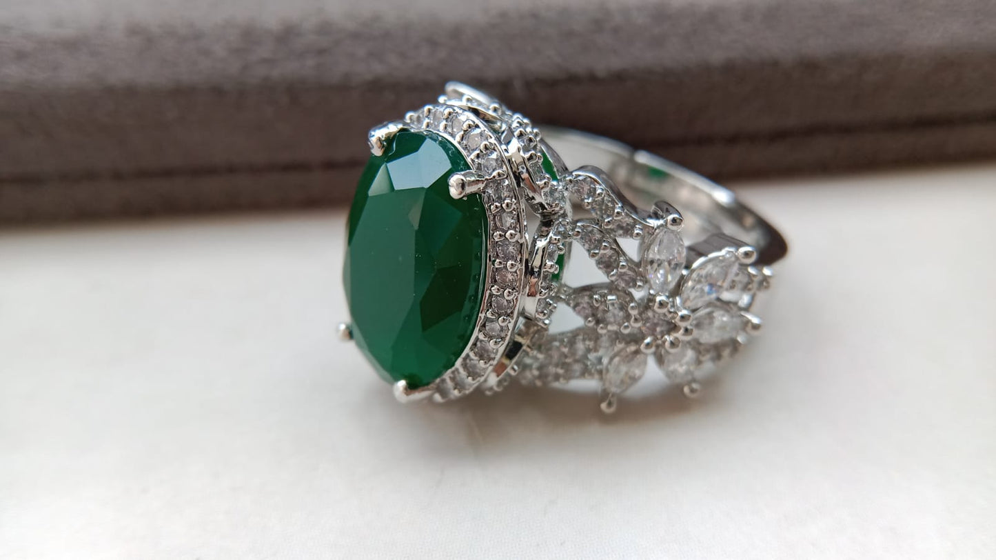 Premium Multi-Stone Designer Statement Oval Ring