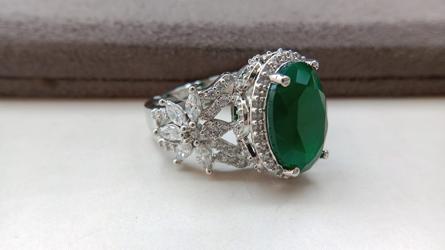 Premium Multi-Stone Designer Statement Oval Ring