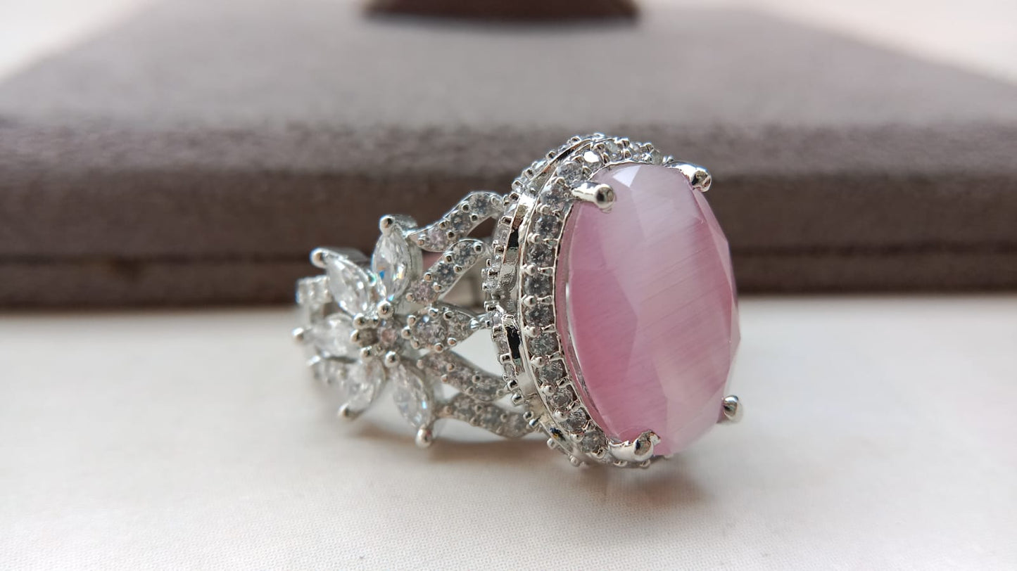 Premium Multi-Stone Designer Statement Oval Ring