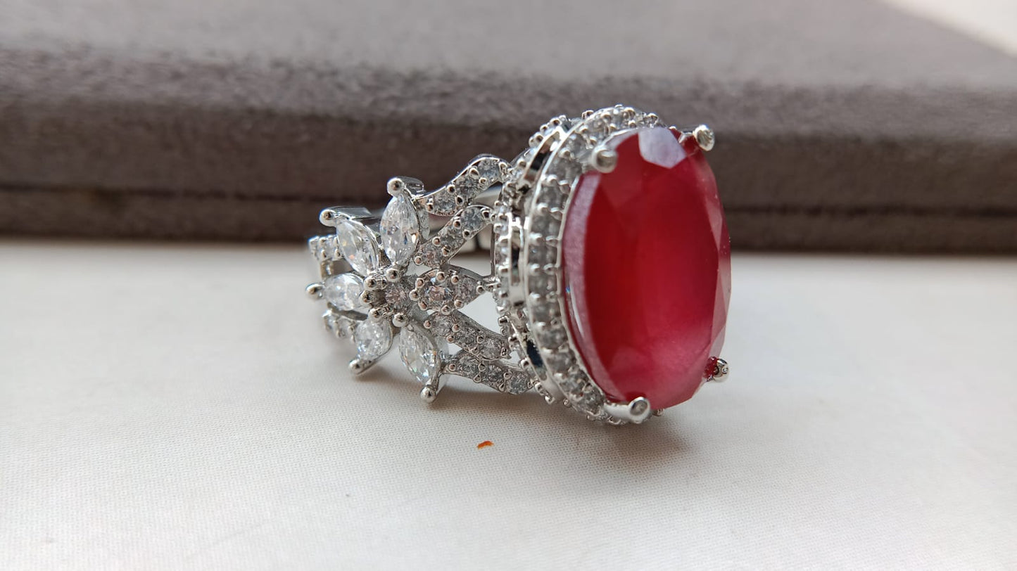 Premium Multi-Stone Designer Statement Oval Ring