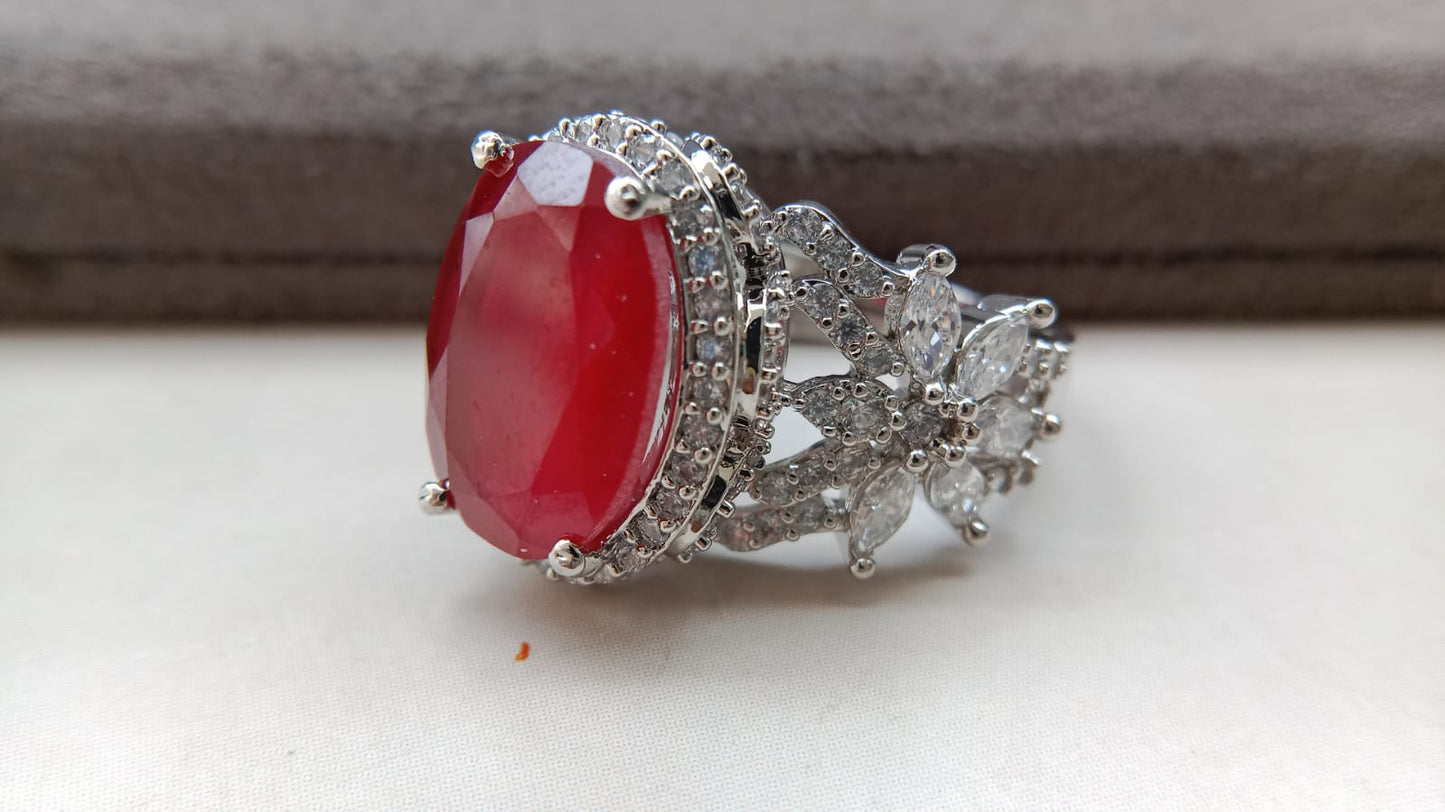 Premium Multi-Stone Designer Statement Oval Ring