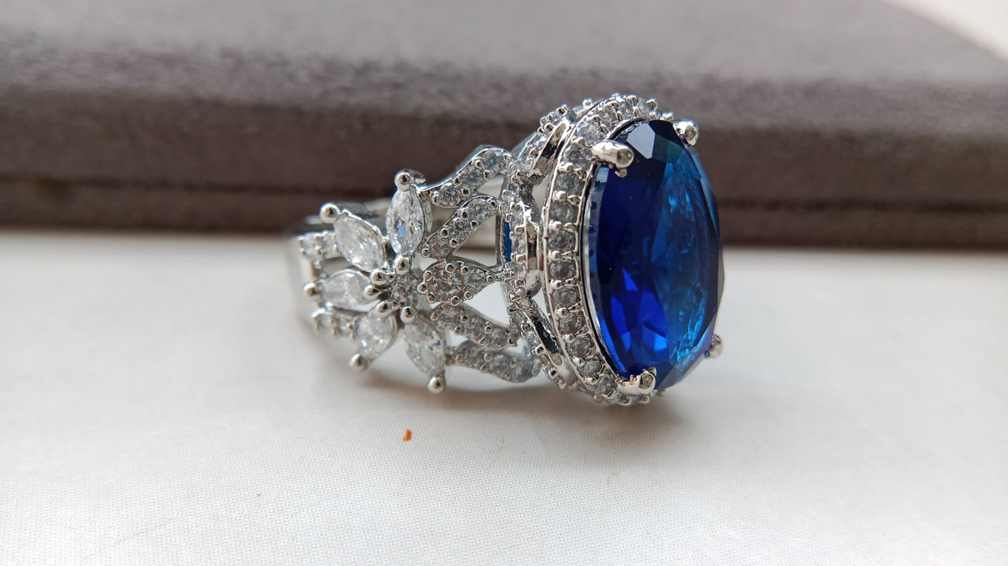 Premium Multi-Stone Designer Statement Oval Ring