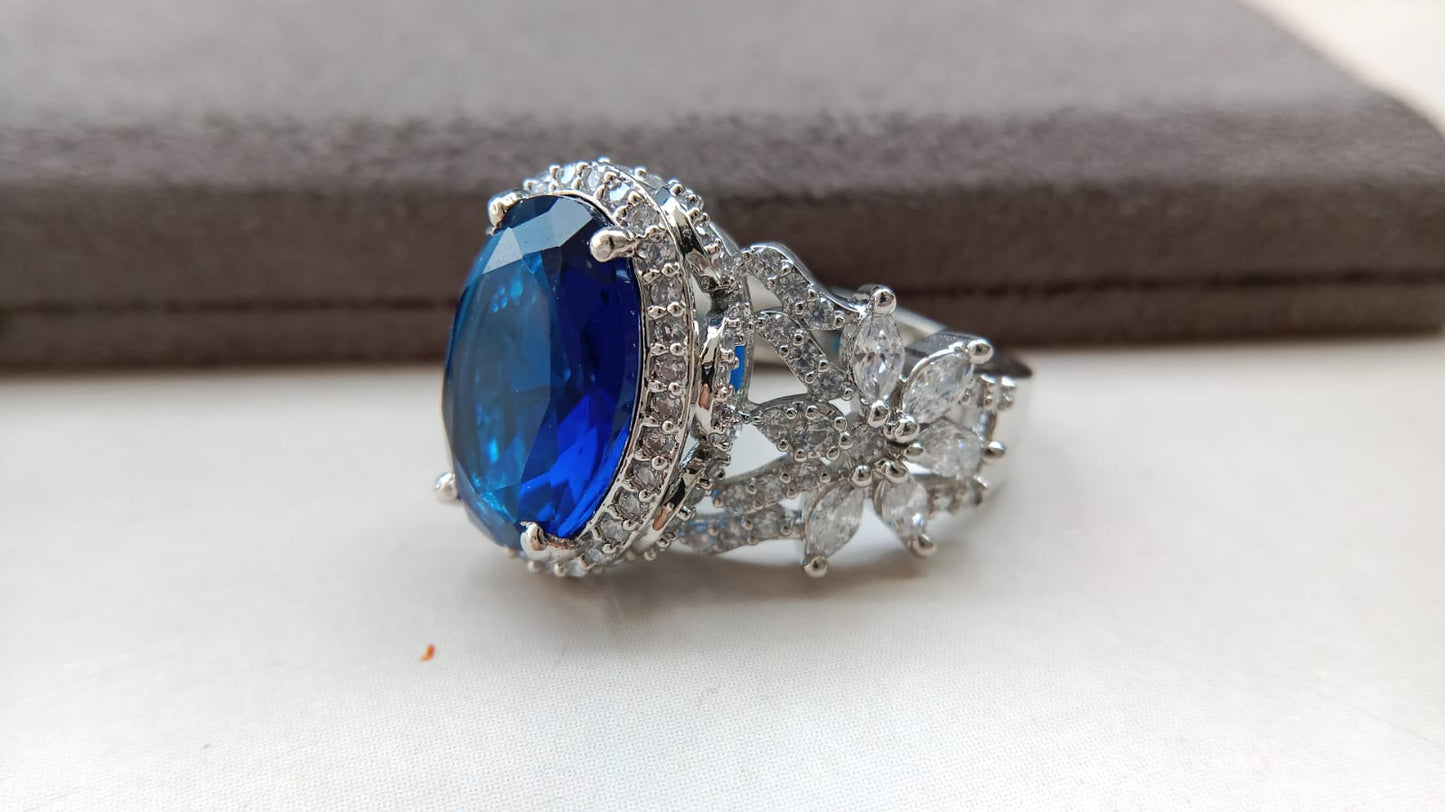 Premium Multi-Stone Designer Statement Oval Ring