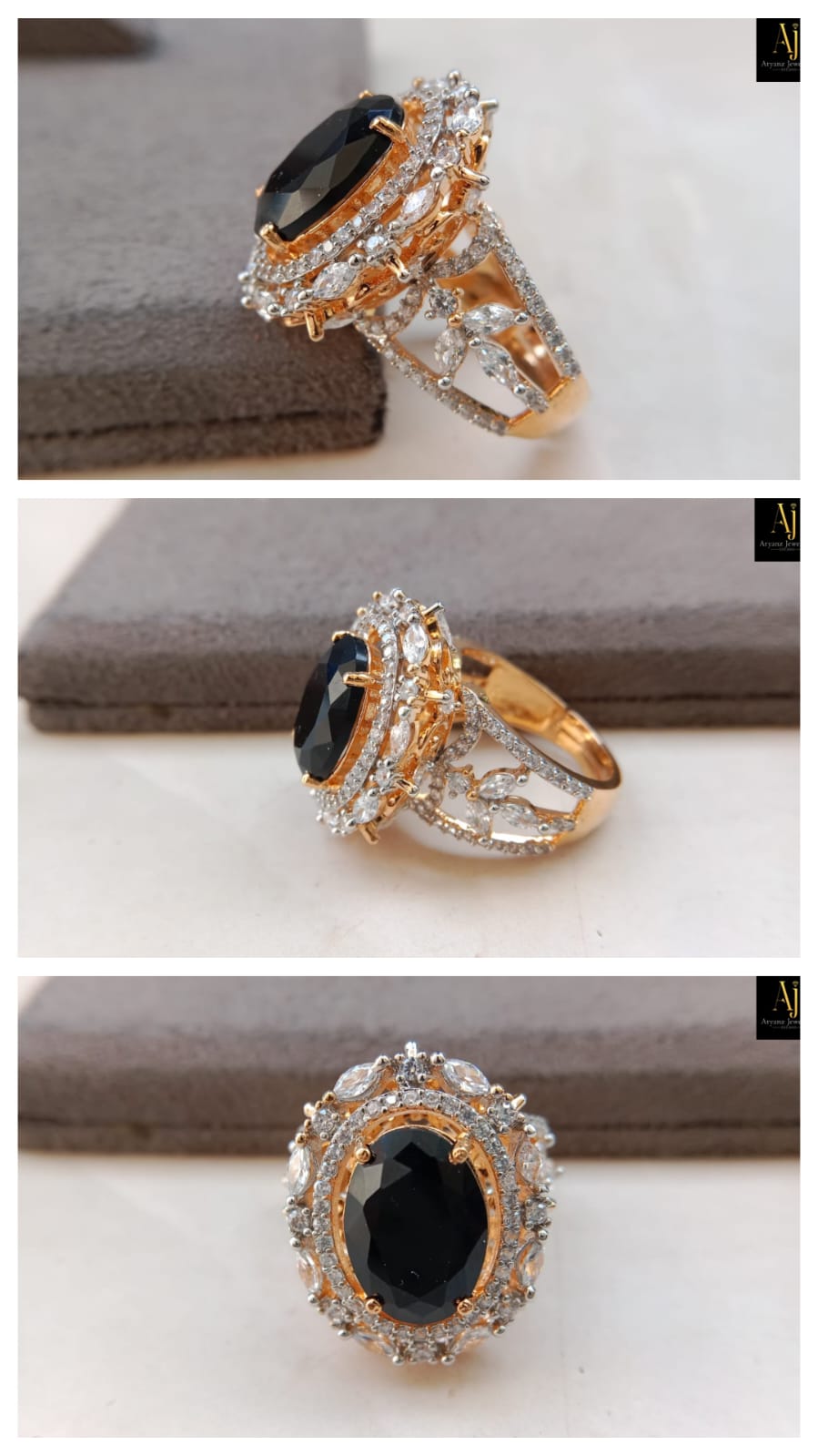Premium Adjustable American Diamond Cocktail Ring – Regal Oval Statement Design