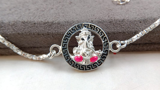 925 Pure Silver Ganesh Ji Rakhi