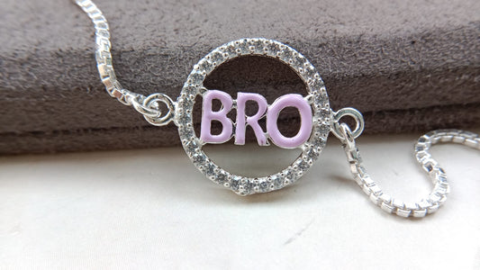925 Pure Silver BRO Rakhi Lavender