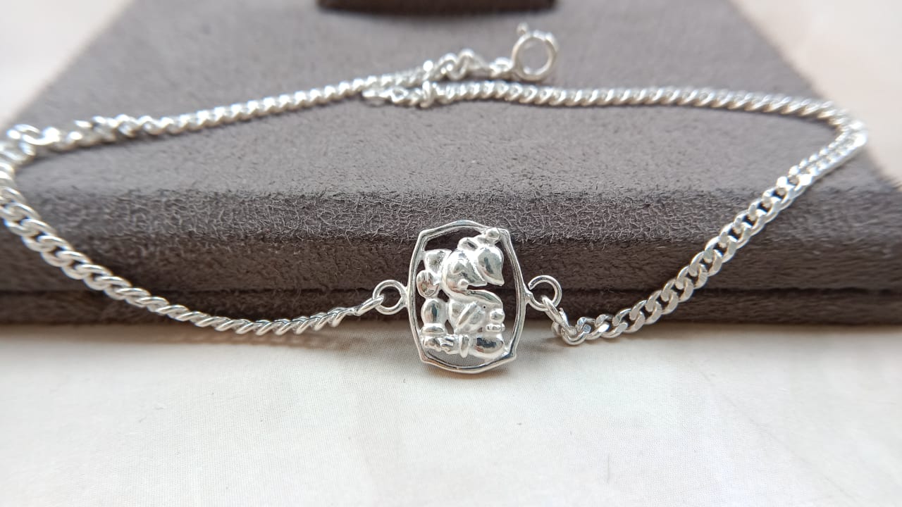 Ganpati Rakhi - 925 Pure Silver