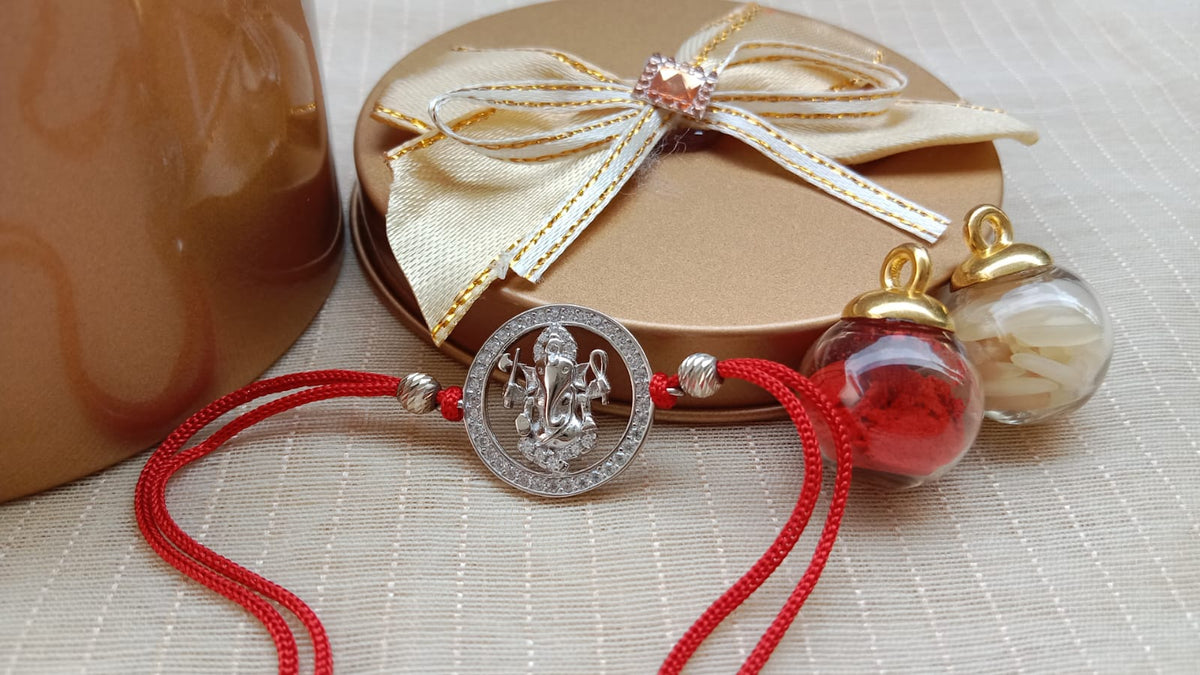92.5 Pure Silver Ganesh Rakhi
