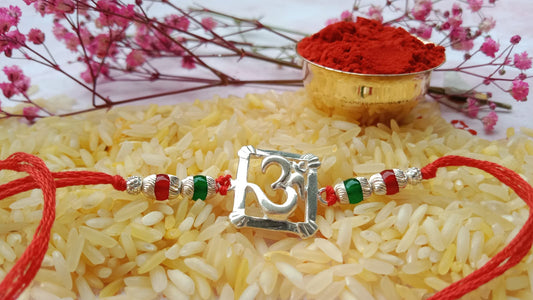 92.5 Pure Silver Square Om Rakhi