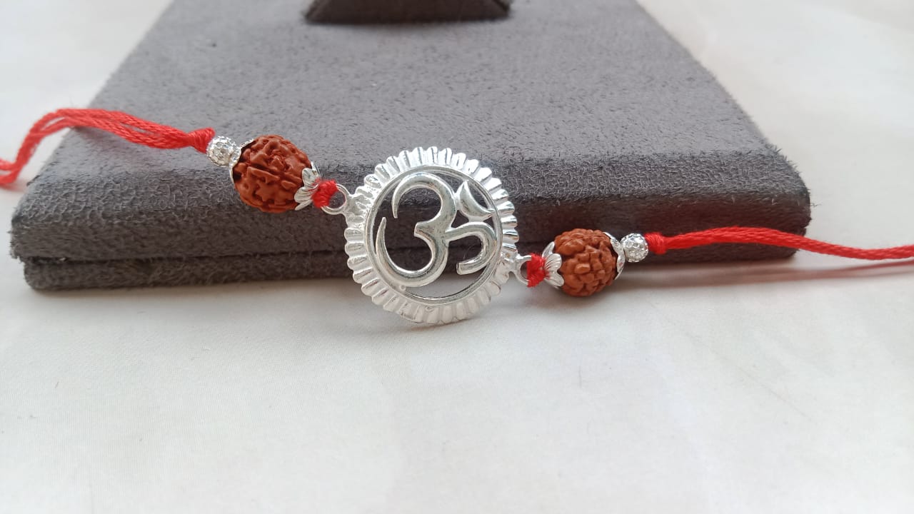 92.5 Pure Silver Om Rakhi