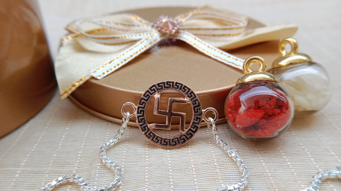 925 Sterling Silver Rakhi – Designer Religious Rakhi for Brother