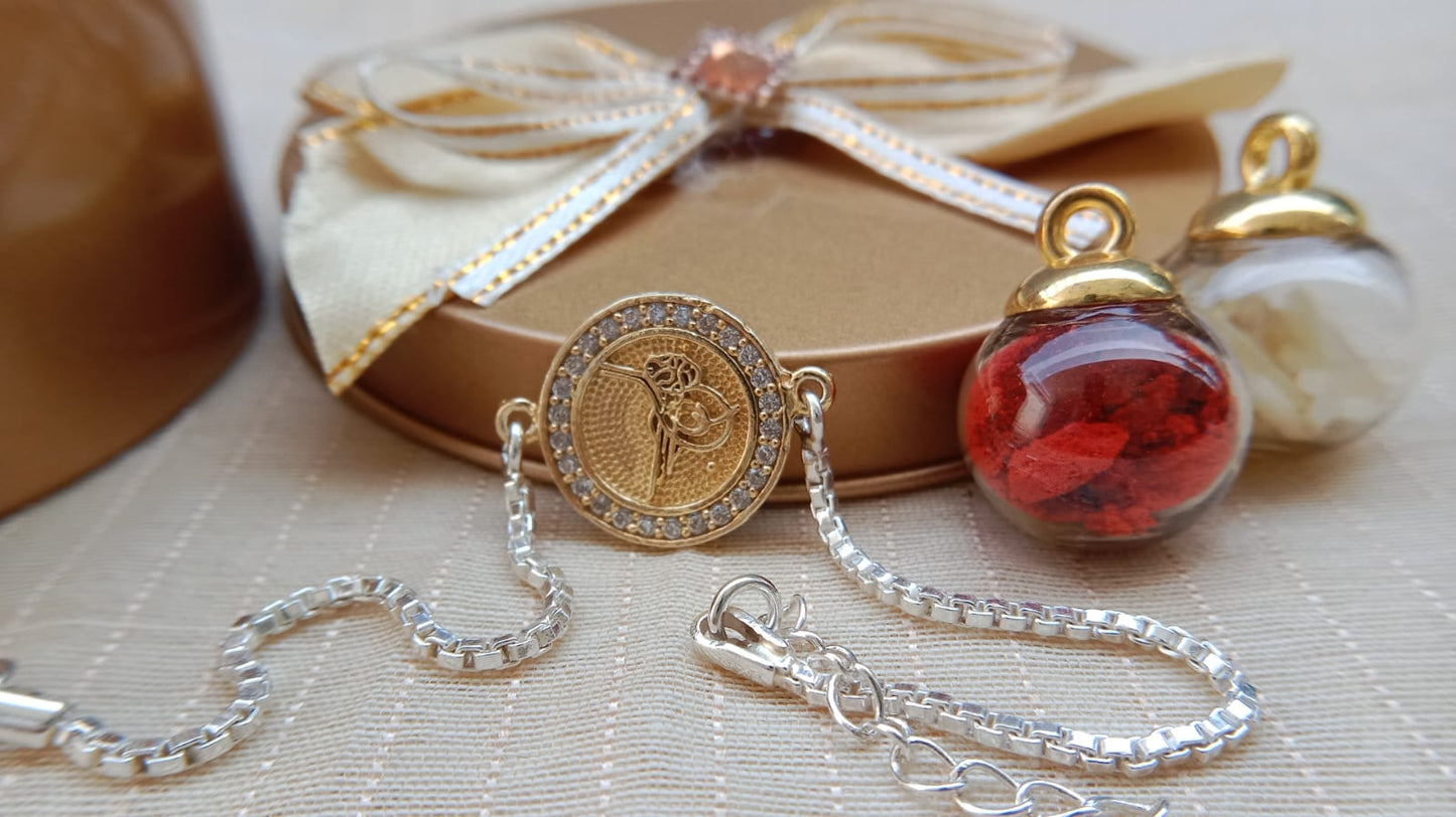 925 Pure Silver Designer Rakhi with Crystal Circle Detail