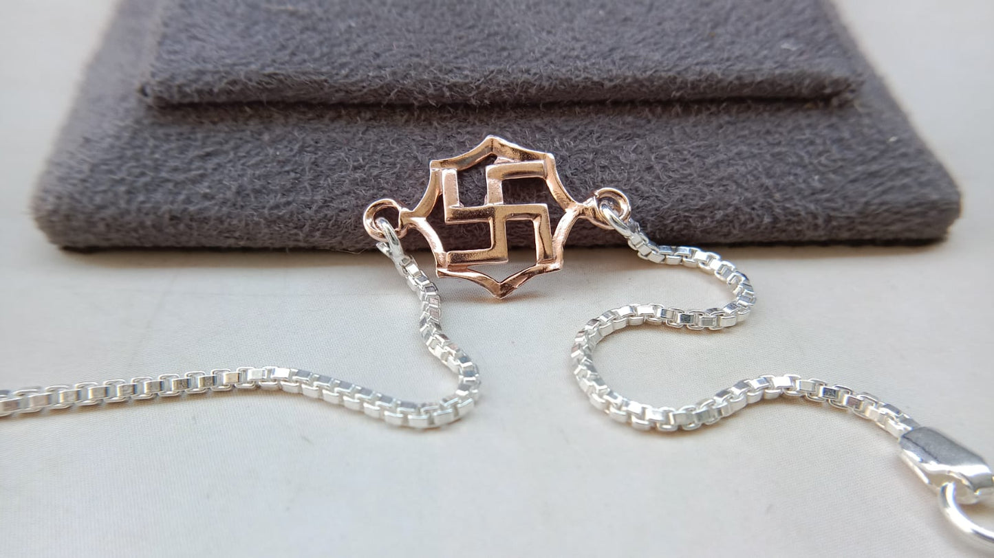 925 Pure Silver Swastik Rakhi | Elegant Designer Raksha Bandhan