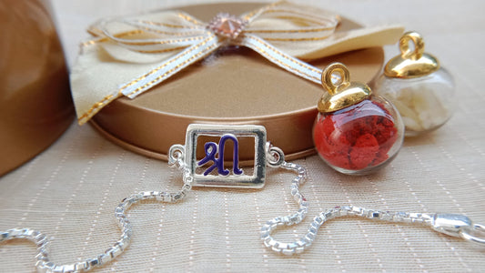 925 Pure Silver Blue Enamel Designer Rakhi for Brother
