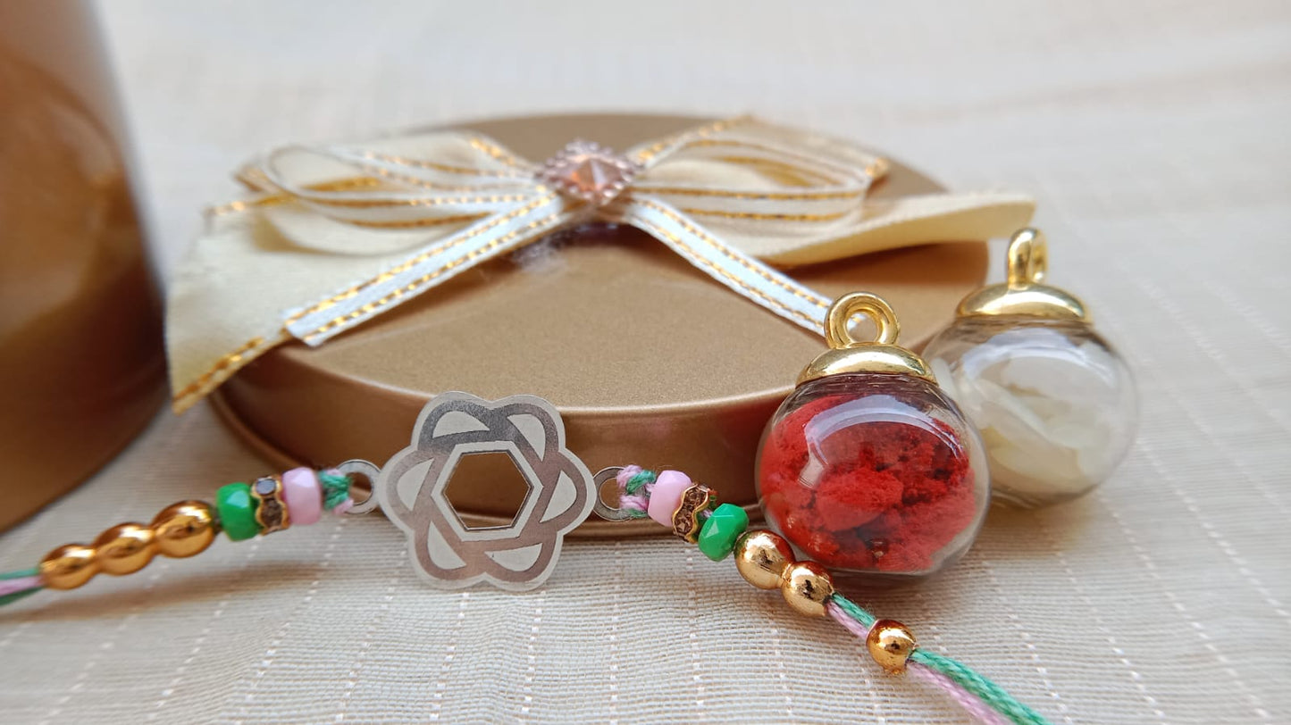 925 Pure Silver Floral Rakhi with Colorful Beads | Aryanz jewellery [kids]