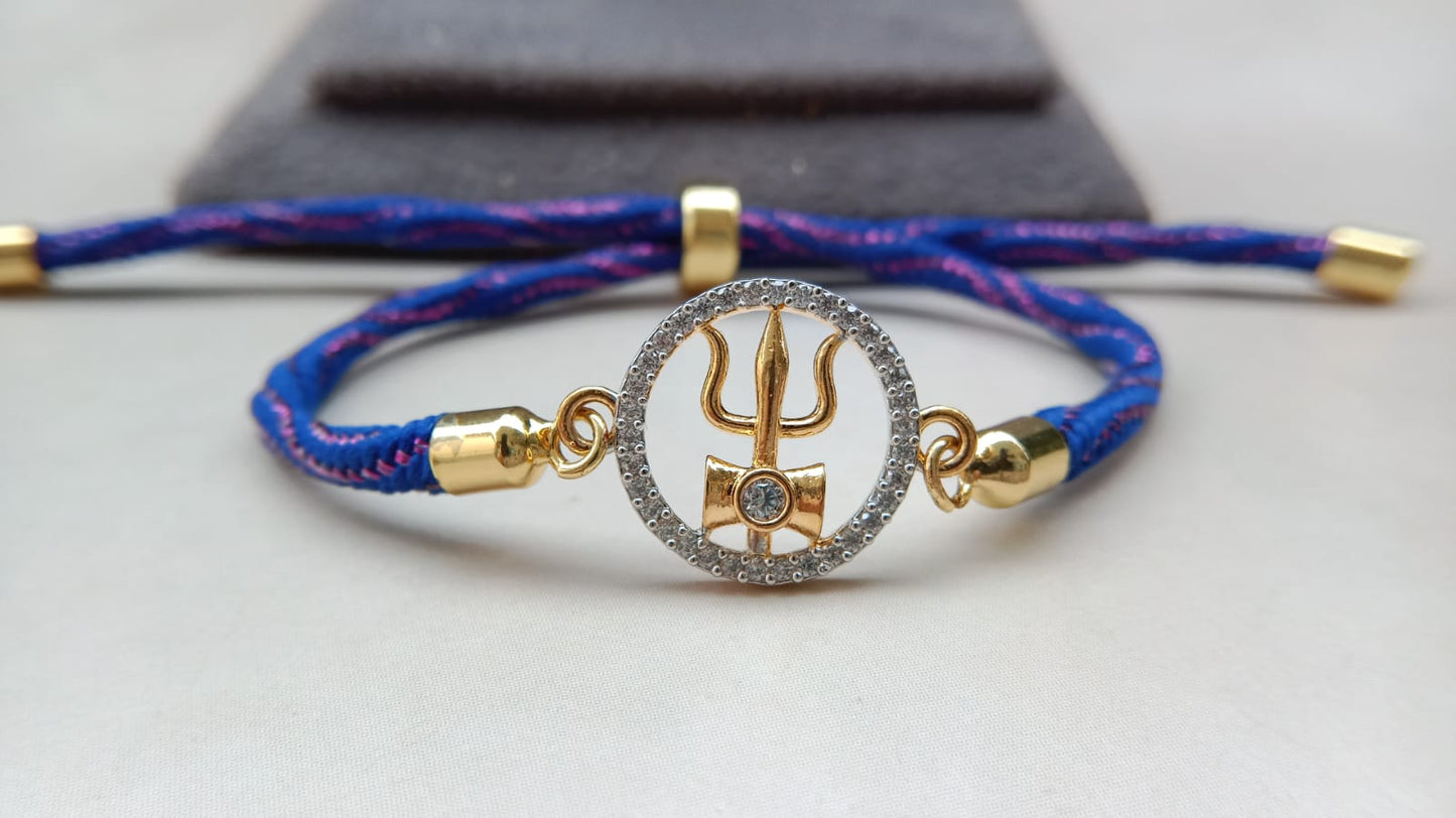 925 Pure Silver Trishul Rakhi Bracelet