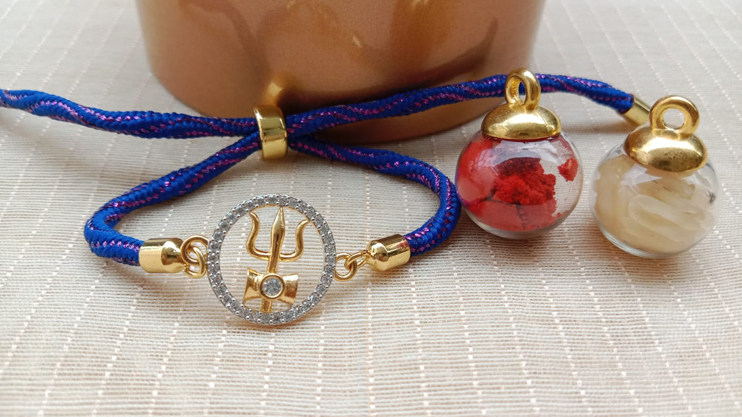 925 Pure Silver Trishul Rakhi Bracelet