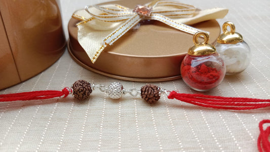 925 Sterling Silver Rakhi for Brother | Rudraksha Traditional Rakhi