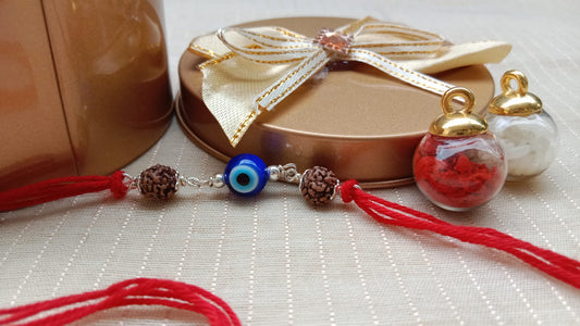 925 Sterling Silver Evil Eye Rudraksh Rakhi