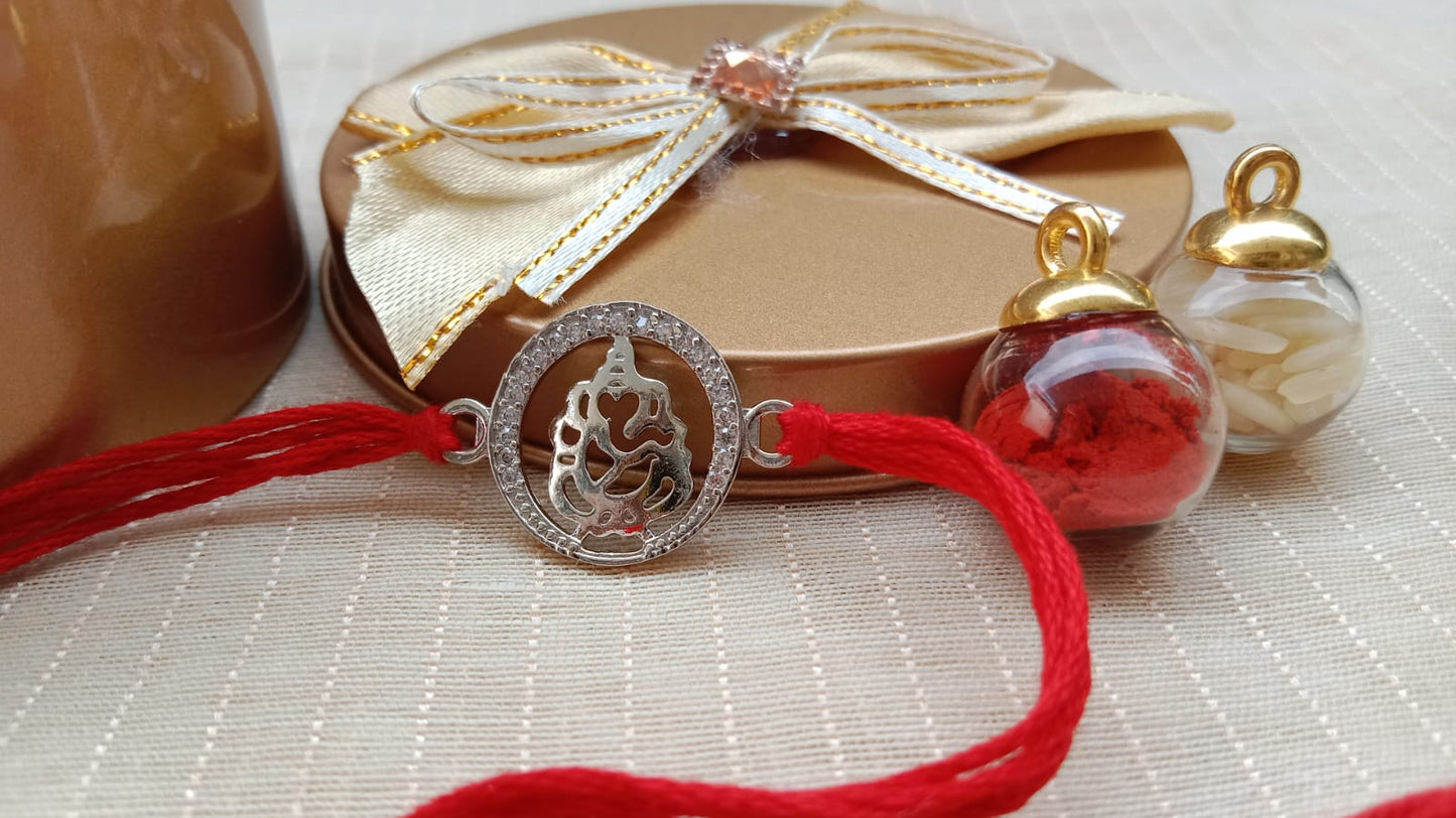 925 Sterling Silver Lord Ganesha Rakhi for Brother