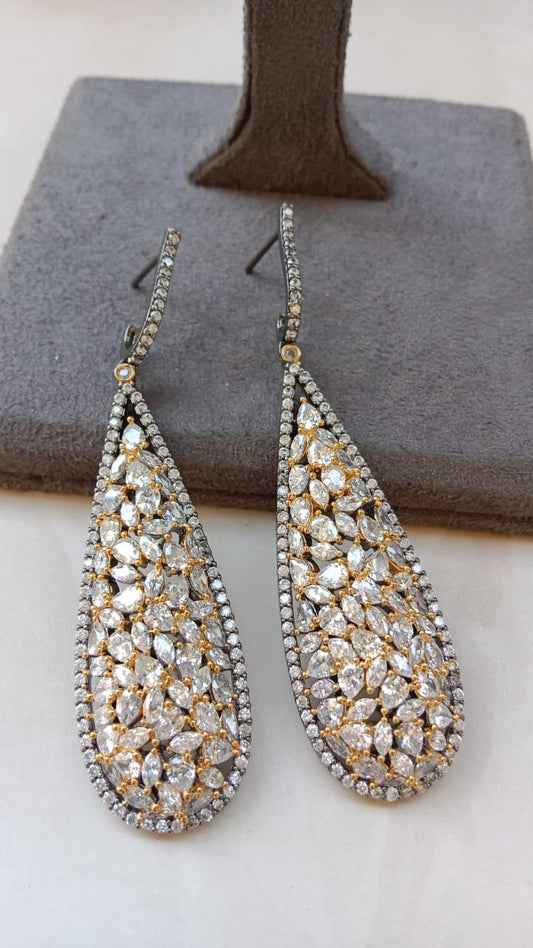 Victorian AD Long Drop Earrings with Dual Plating