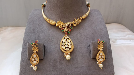 Gold plated Kundan Necklace set