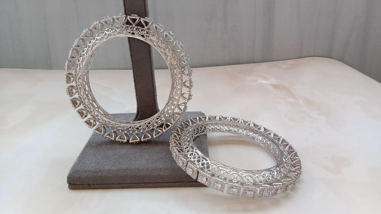 Ad Bangle – Rhodium Plated Designer Statement Bangle
