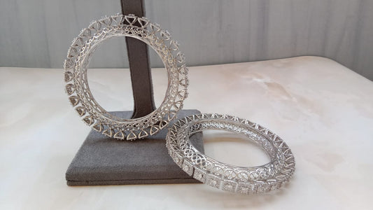 Ad Bangle – Rhodium Plated Designer Statement Bangle