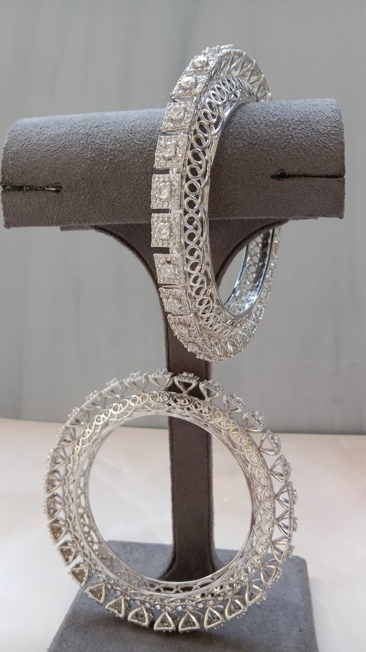 Ad Bangle – Rhodium Plated Designer Statement Bangle