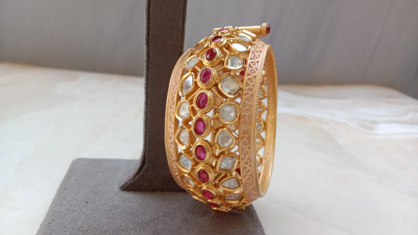 Kundan bracelet with Ruby Stones & Gold Plating