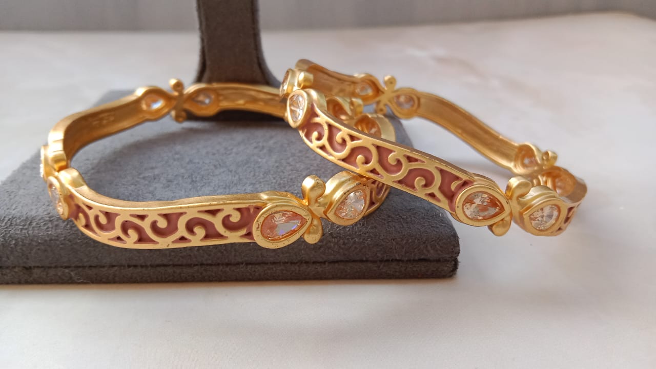 Gold-Plated Pair of Bangles