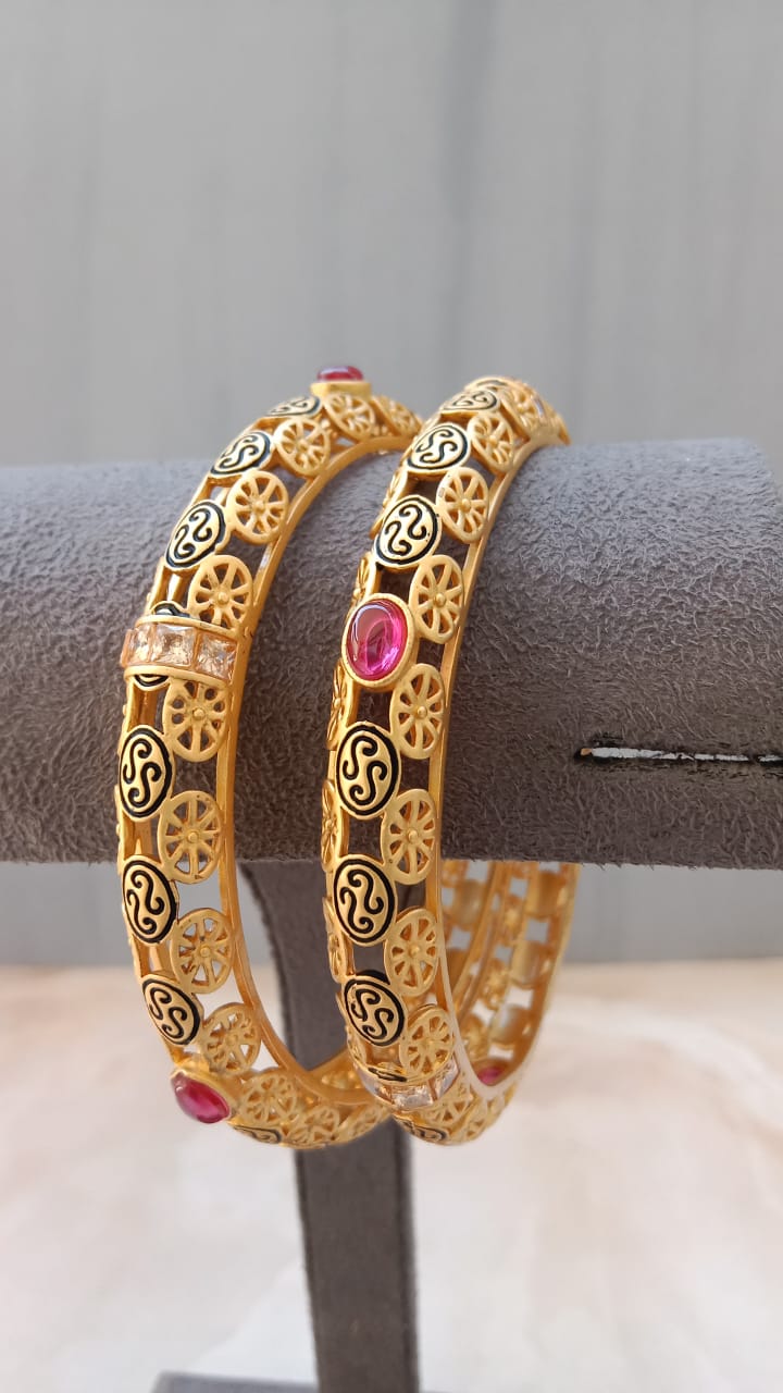 Gold-Plated Pair of Bangles