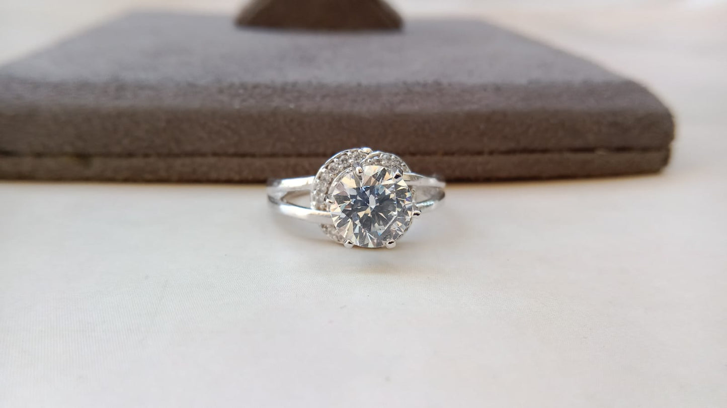 Solitaire Rodium Ring