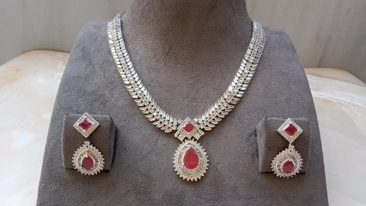 Elegant AD Necklace Set with Pear Drop