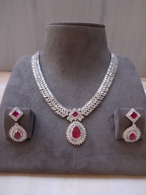 Elegant AD Necklace Set with Pear Drop