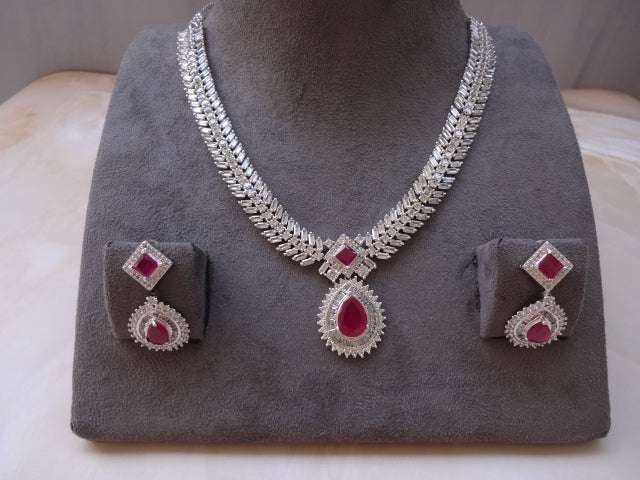 Elegant AD Necklace Set with Pear Drop