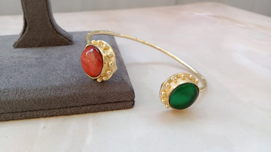 Dual Stone AD Openable Cuff Bracelet