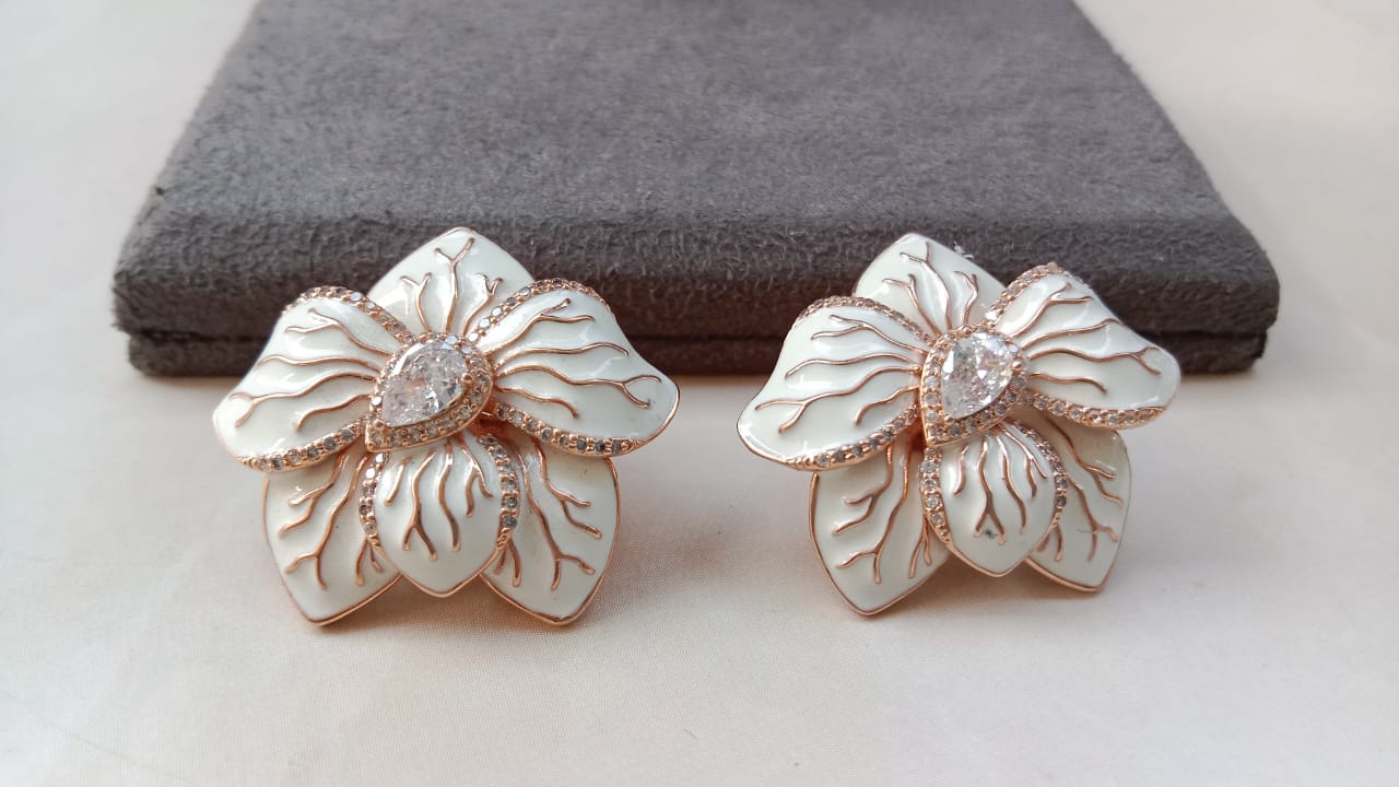 Rose gold plated enamel tops