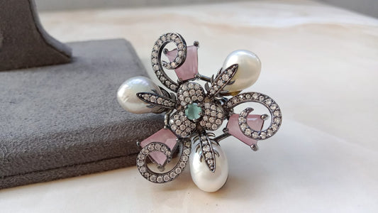 Classic Adjustable AD Ring with Rhodium Finish
