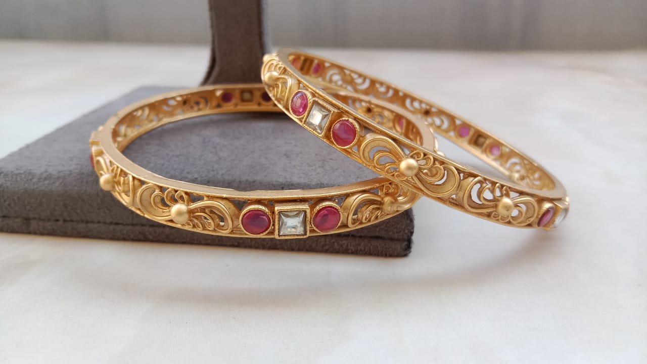 Gold-Plated Pair of Bangles