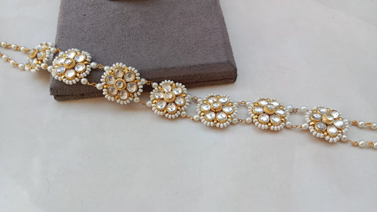 Gold Plated Kundan Sheeshpatti – Floral Bridal Head Jewellery