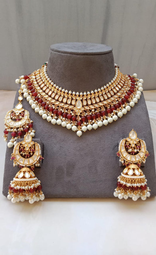 Royal Kundan Choker Necklace Set with Pearls & Festive Beads