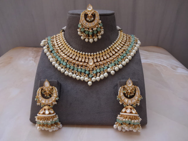 Royal Kundan Choker Necklace Set with Pearls & Festive Beads