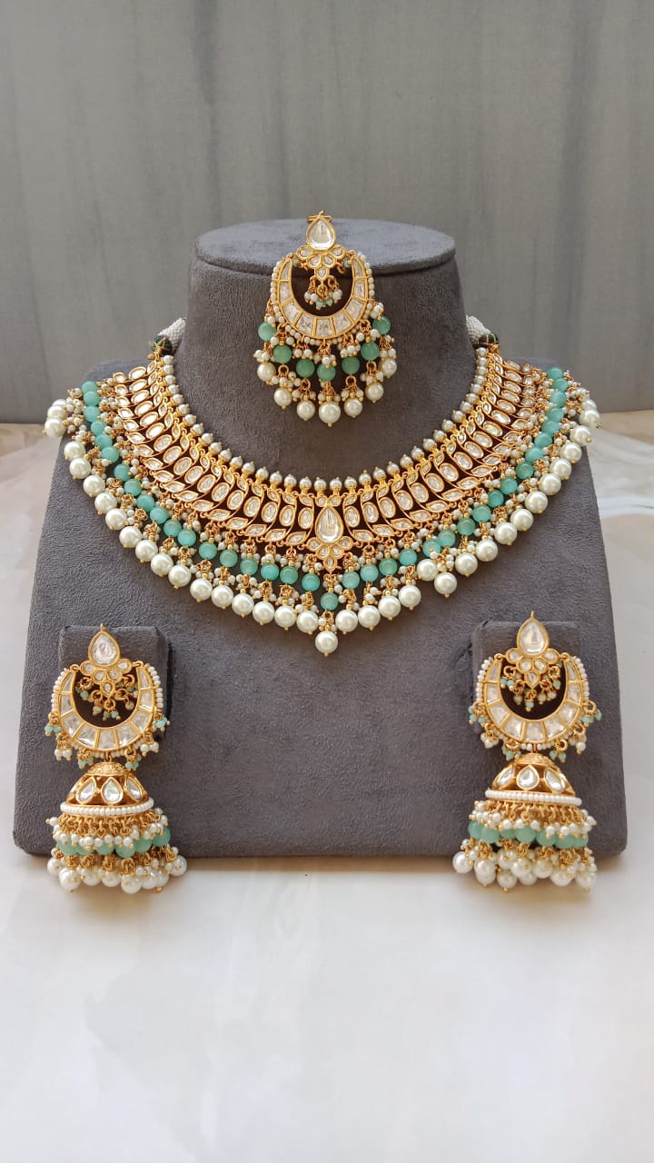 Royal Kundan Choker Necklace Set with Pearls & Festive Beads
