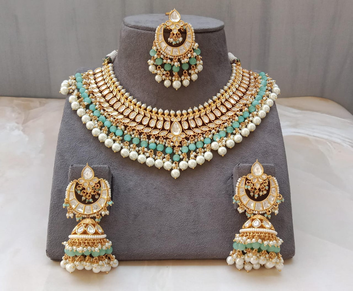 Royal Kundan Choker Necklace Set with Pearls & Festive Beads