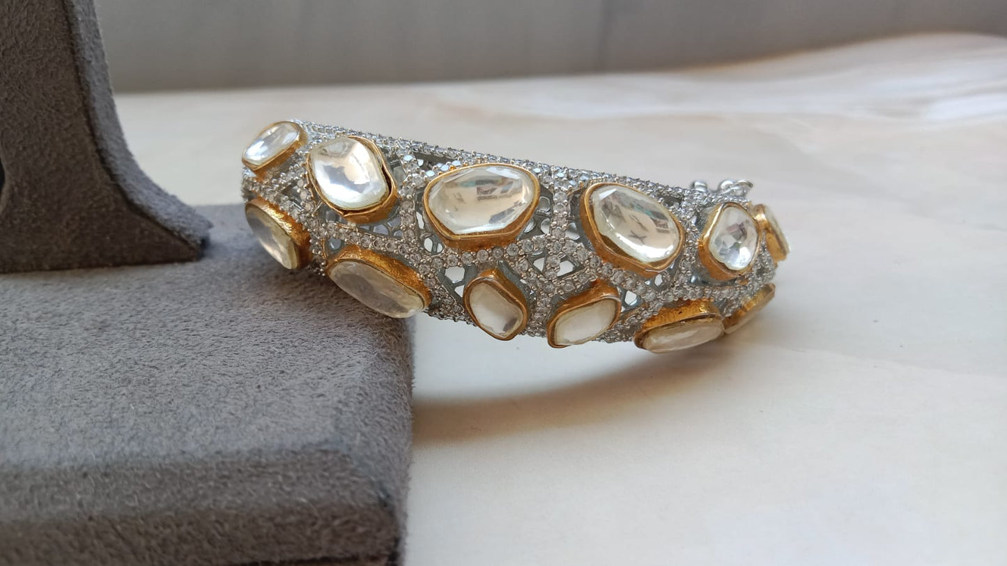 Premium Kundan Openable Bracelet with Dual Plating & Statement Polki Look