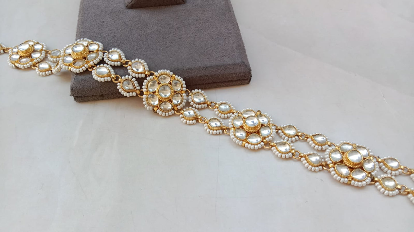 Gold Plated Kundan Floral Sheeshpatti