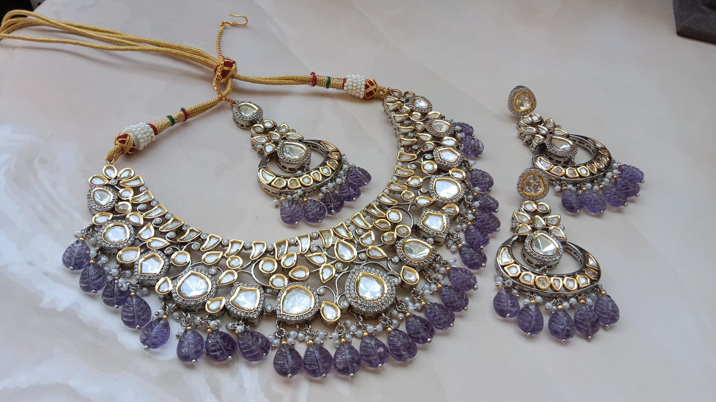 Amethyst Kundan Necklace Set